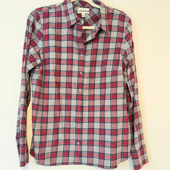 J.Crew women's long-sleeve tartan plaid shirt "boy style" Size 10 - Picture 6 of 7